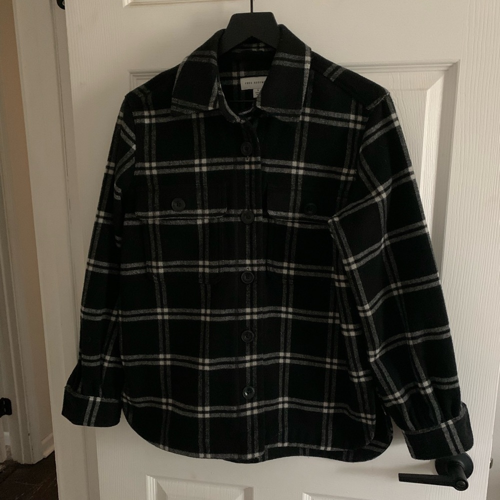 Black and White Plaid Utility Jacket